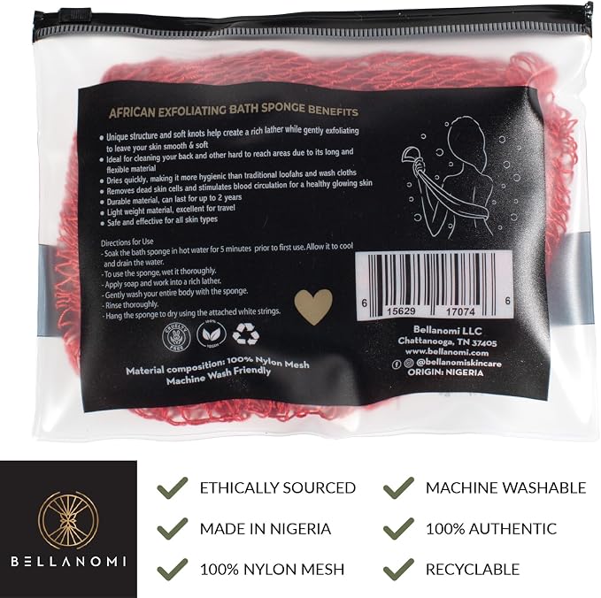Bellanomi African Exfoliating Net Sponge, Ethically sourced from Nigeria - Image 4