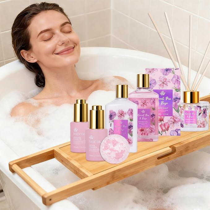 35 Pcs Mothers Day Gifts for Mom, Rose Bath & Body Gift Basket for Women - Image 5