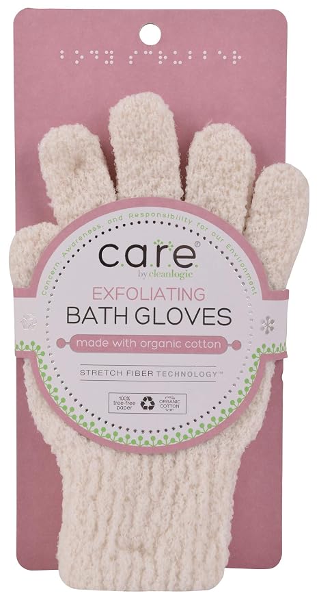 CleanLogic Exfoliating Bath and Shower Gloves, Certified Organic, 1 Pair by Cleanlogic
