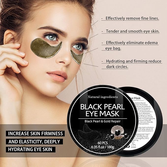 Under Eye Patches, Eye Mask Black Pearl, Puffy Eyes Dark Circles Brighten - Image 2