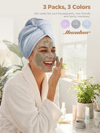 Hicober Microfiber Hair Towel, 3 Packs Hair Turbans - Image 4