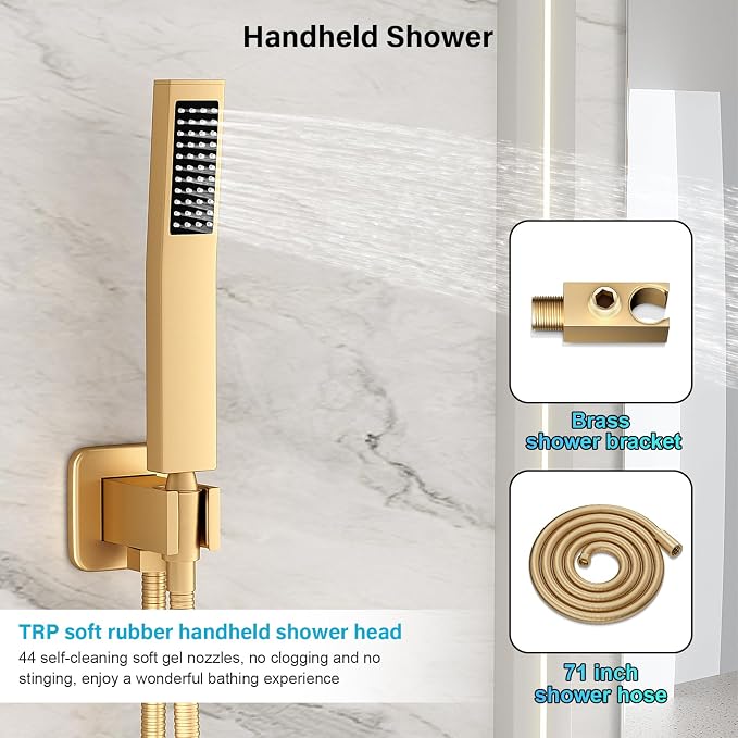 FPXRNG Gold Shower Faucet Set, Rainfall Shower System - Image 5