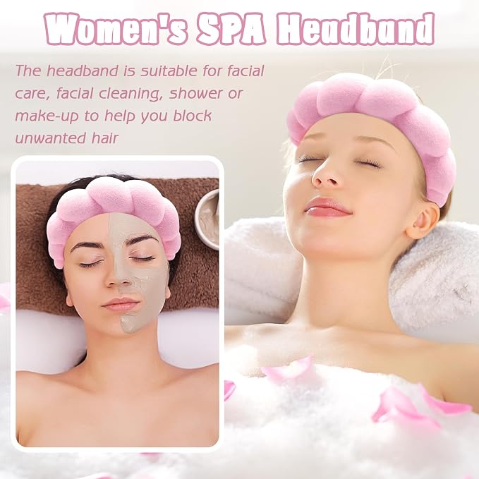Zkptops Spa Headband for Washing Face Wristband Set Sponge Makeup Skincare - Image 3
