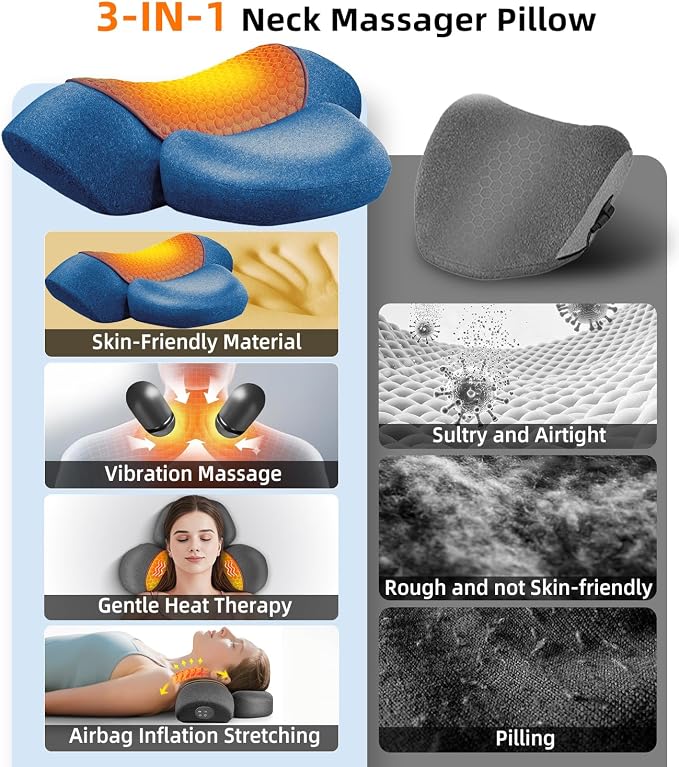 Upalled Neck Cervical Pillows, Rechargeable Neck Massager Cervical Pillows Neck - Image 7