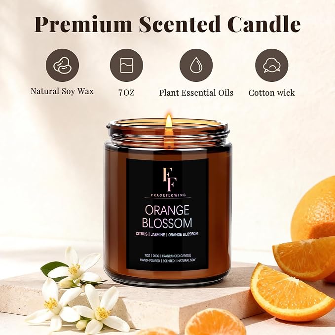 Orange Blossom Scented Candle for Home Soy Wax Candle, Aromatherapy Candle Gift - Image 2