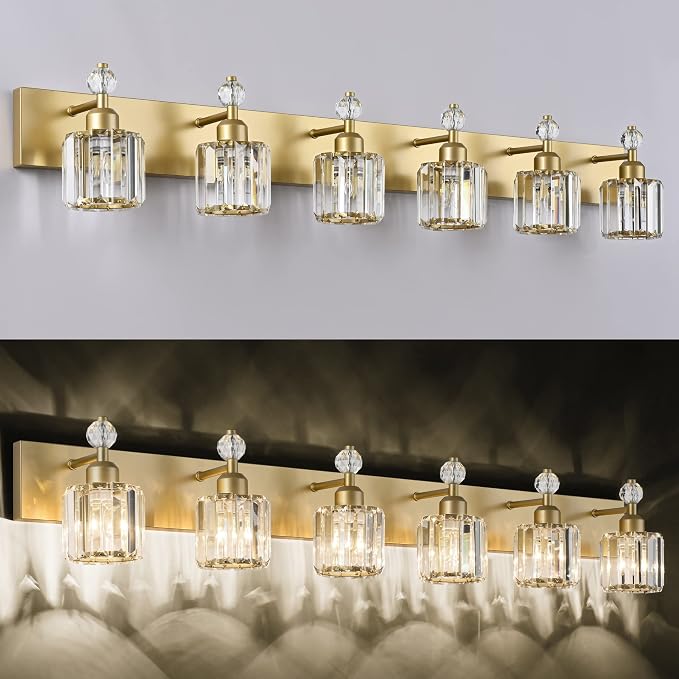 PRESDE Crystal 6 Light Bathroom Vanity Lights Gold Vanity Light - Image 6