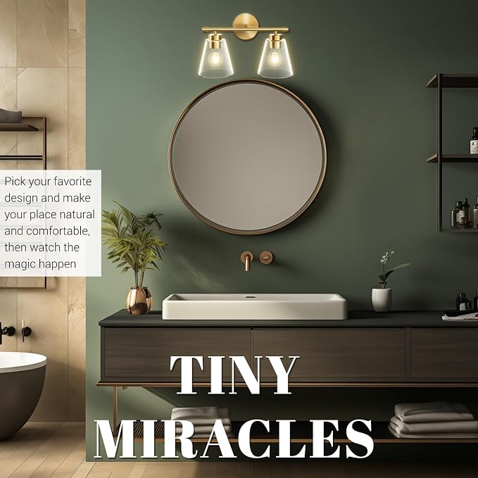 Hamilyeah Bathroom Vanity Light Fixtures Over Mirror, 2 Light Wall Light Fixture - Image 6