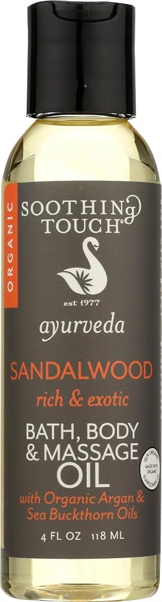Soothing Touch Organic Bath, Body & Massage Oil, Sandalwood, 4 Fl Oz by Soothing+Touch