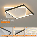 Shine LUEST Black Modern LED Bedroom Ceiling Light Dimmable Flush Mount Ceiling - Image 6