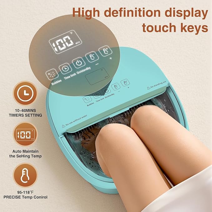 Pedicure Foot Spa with Bubble and Heat, Collapsible Foot Soaking Tub with - Image 4