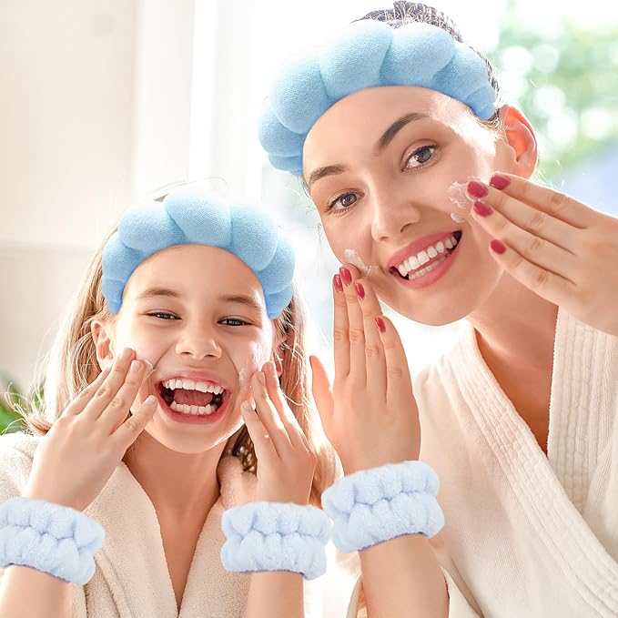 Zkptops Spa Headband for Washing Face Wristband Set Sponge Makeup Skincare - Image 7