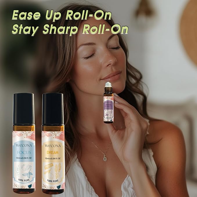Wecona Aromatherapy Essential Oil Roll-On Set – 6x10ml Essential Oil Blends - Image 6