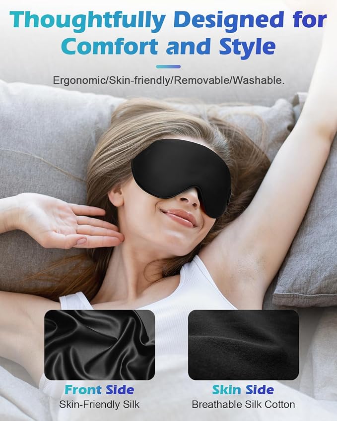 Silk Cordless Heated Eye Mask, Washable Heat Eye Compress - Image 3