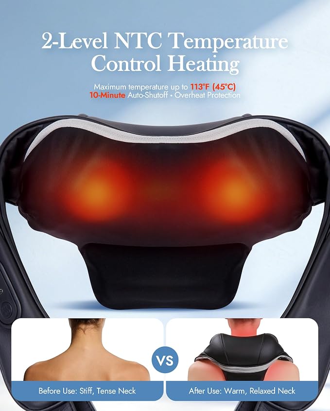 Neck Massager with Heat Cordless: Shiatsu Back Shoulder Massage Tools - Image 4
