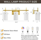 SOLFART 3-Light Bathroom Vanity Light, Modern Brushed Gold Wall Lights - Image 9