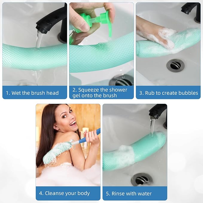 Shower Body Brush Skin Exfoliating Curved Back Scrub Brush Massage Bath Brush - Image 12