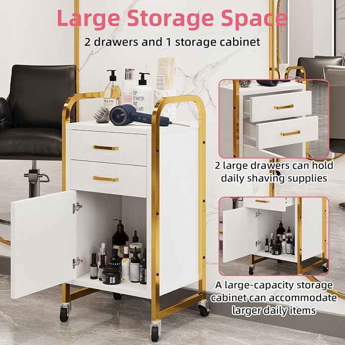 4ever2buy White and Gold Salon Trolley Cart - Image 6