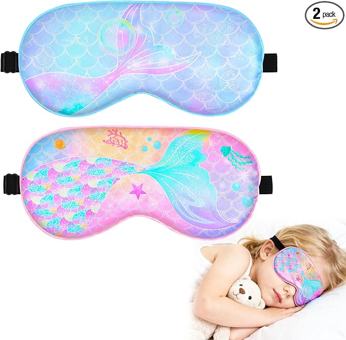 OlyPegic 2 Pcs Kids Sleep Mask Girls Silk Eye Mask Sleeping by OlyPegic