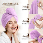 Microfiber Hair Towel Wrap for Women, Quick-Dry Turban, Ultra Absorbent & - Image 3
