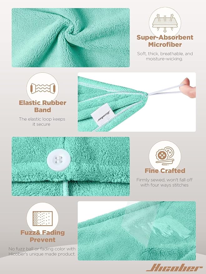 Hicober Microfiber Hair Towel, Hair Turbans - Image 3