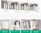 Brushed Nickel 4-Light Vanity Light, Crystal Bubble Glass - Image 3