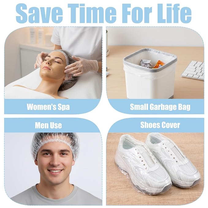 Disposable Shower Caps, Large Plastic Clear Hair Cap Thickened - Image 5