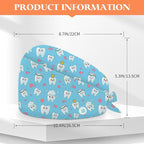 Adjustable Scrub Cap with Buttons & Sweatband, Working Hat with Elastic Tie Back - Image 3