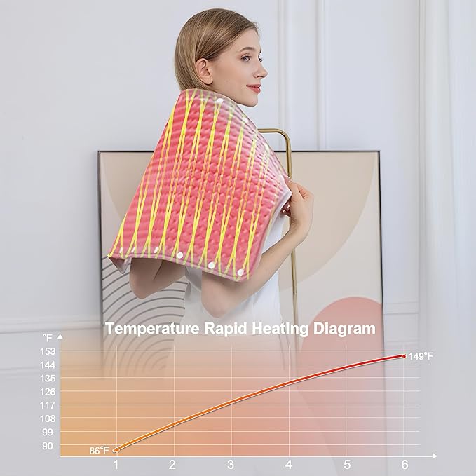 Extra Large Heating Pad, Relieves Back Pain, 6 Quick Heat Settings（86°F-149°F） - Image 4