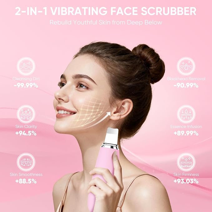 Silicone Face Scrubber Blackhead Scraper Rechargeable 2-in-1 Facial Cleansing - Image 3