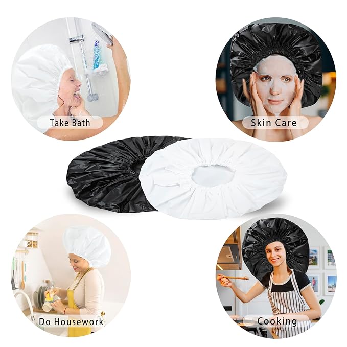 Super Jumbo Shower Cap 2 PCS Waterproof Shower Caps - Image 9
