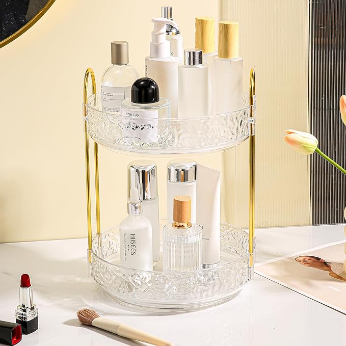 Fangoo 3 Tiers Clear Rotating Makeup Organizer - Image 2