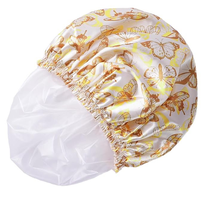 Shower Cap for Women, Double Layers Shower Caps Reusable Waterproof, Bathing - Image 7