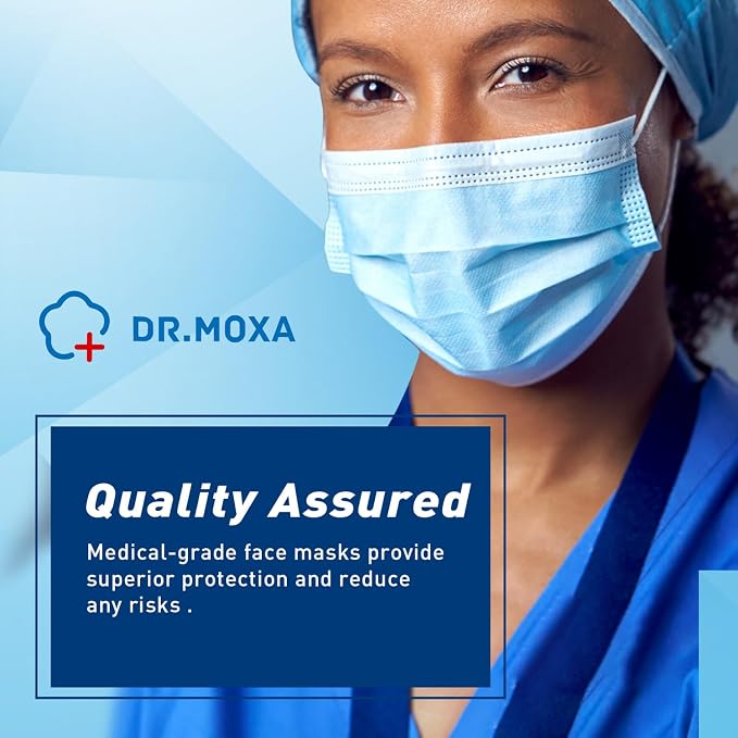 DR.MOXA 50 Pack Disposable Face Masks, Medical Grade 3 Ply Masks - Image 6