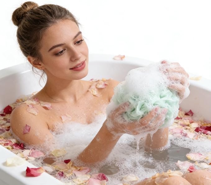 Loofah Sponge 4 Pack, 60G Soft Loofa Bath Sponges Luffa - Image 7