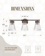 Bathroom Vanity Light Fixture, HWH 3-Light Farmhouse Vanity Lights Over Mirror - Image 2