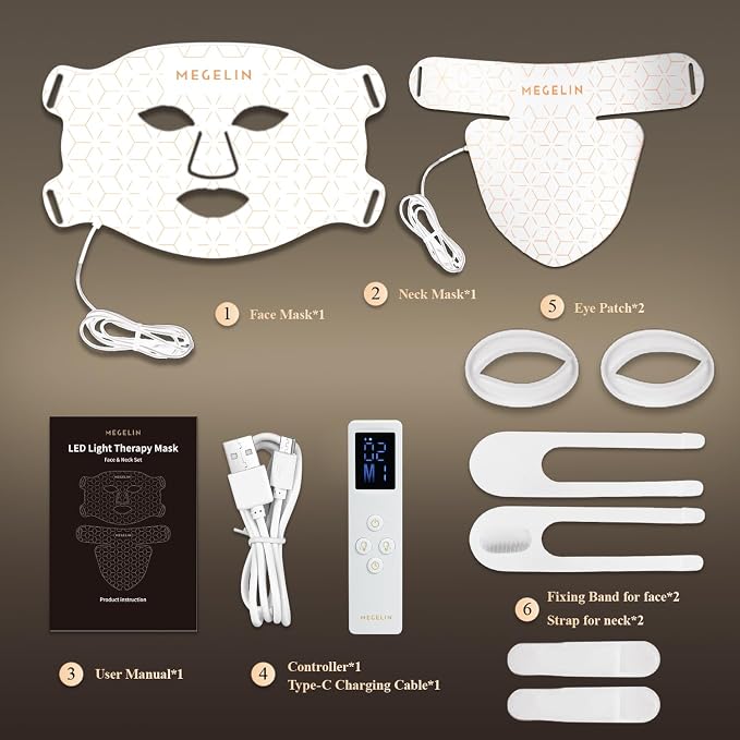 MEGELIN Led Red Light Therapy Face & Neck Mask, 7 Colors Led Light Therapy - Image 7