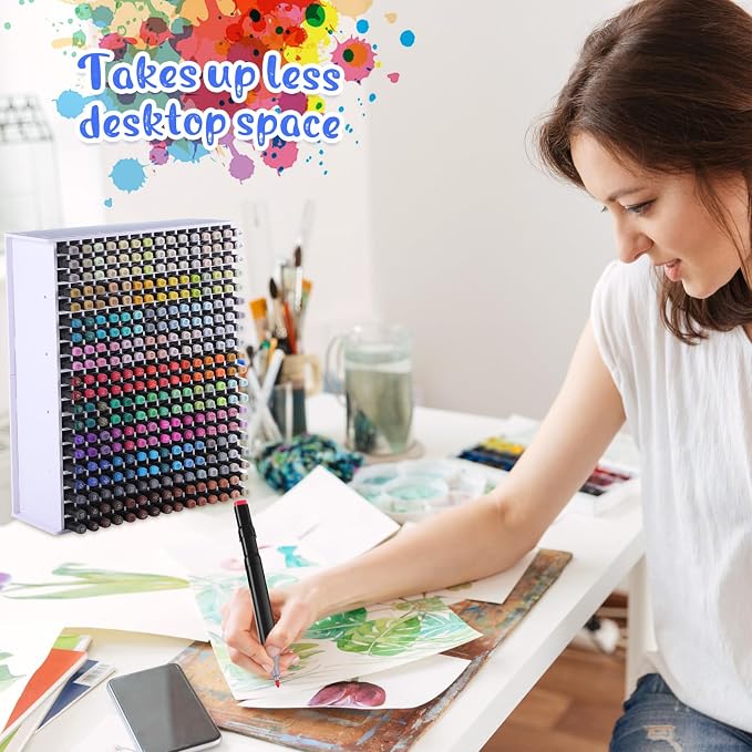 2 Pack Marker Storage Organizer, 600 Slots Total Art Supply Holder - Image 4