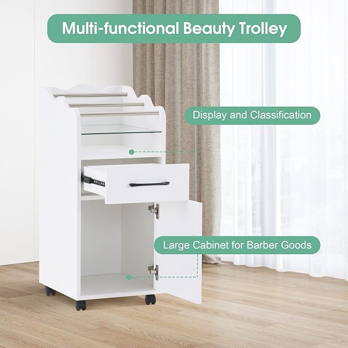 BarberPub Salon Cart with Storage Cabinet with Engineered Wood, Rolling Salon - Image 3