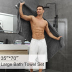 8-Piece Gray Bath Towels Set, 2 Oversized Large Bath Towels Sheet, 2 Hand - Image 2