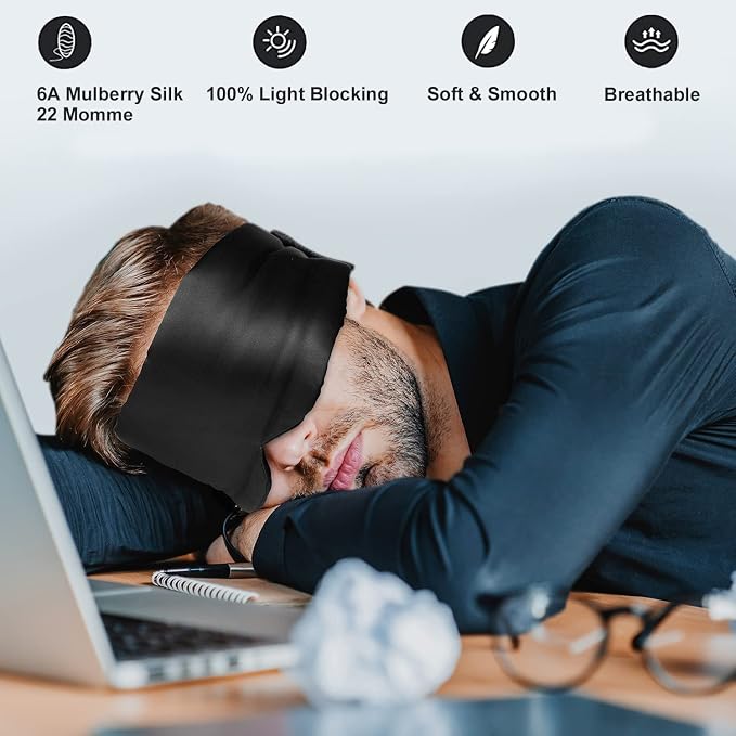 100% Mulberry Silk Eye Mask Blackout Sleeping Eye Cover - Image 5