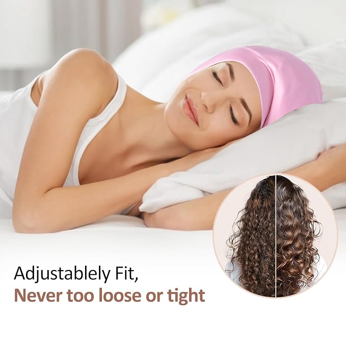 Satin Bonnet Silk Lined Sleep Cap- Adjustable Hair Cover - Image 3