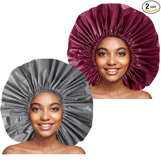Jumbo Size Shower Cap 2 PCS Waterproof Shower Caps by CHFONGDIRECT