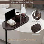 3 Layer Bathtub Tray Table, Bamboo Swivel Bathtub Side Table Height Adjustable - Image 5