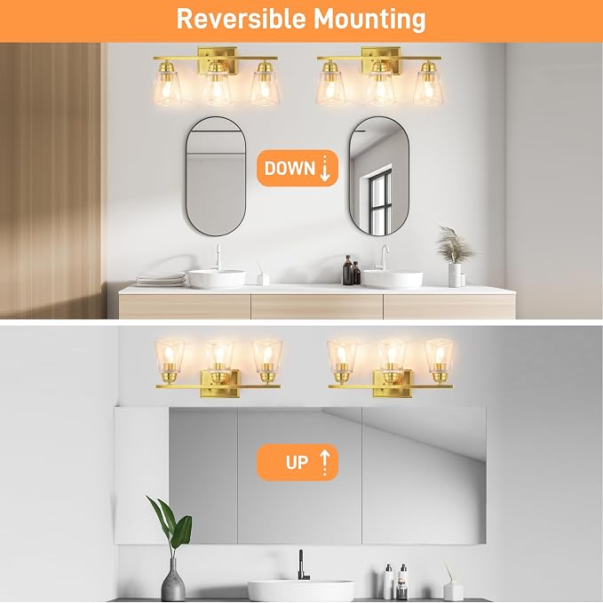 hykolity 3-Light Bathroom Vanity Light, 5-Piece All-in-One Bathroom Set - Image 3