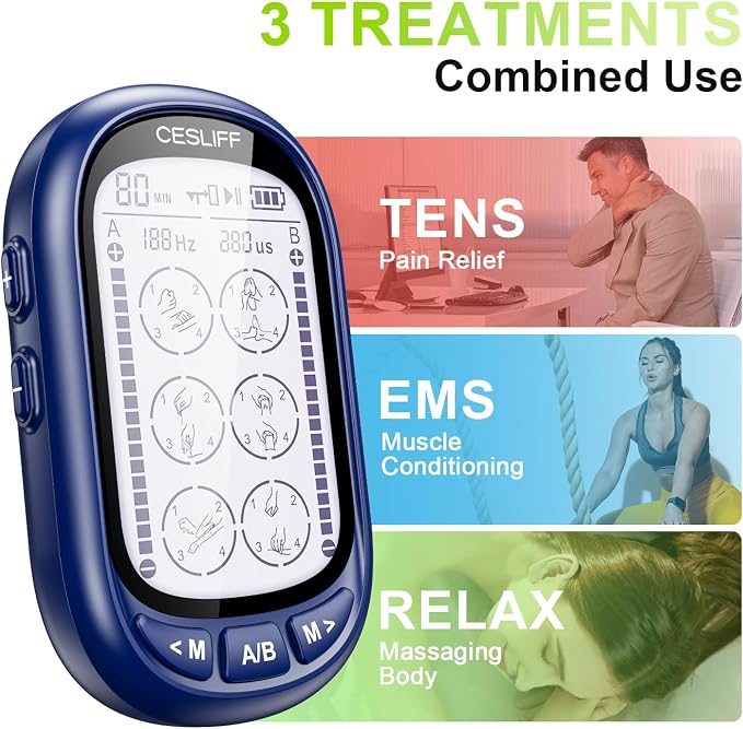 CESLIFF Dual Channel TENS EMS Unit Large Screen 24 Modes 36 Levels Intensity - Image 3
