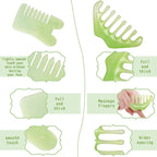 Geiserailie 2 Pcs Jade Combs Esthetician Supplies Massage Stone Hair Gua Sha - Image 4