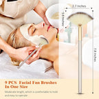 9 Pieces Facial Fan Mask Brushes, Soft Facial Applicator Brushes Tools - Image 2