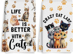 2PCS Cute Cat Kitchen Towels, Cat Themed Gifts Reusable Absorbent Waffle Weave by Unknown
