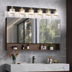 PRESDE Crystal 6 Light Bathroom Vanity Lights Black and Gold Bathroom Lights - Image 3