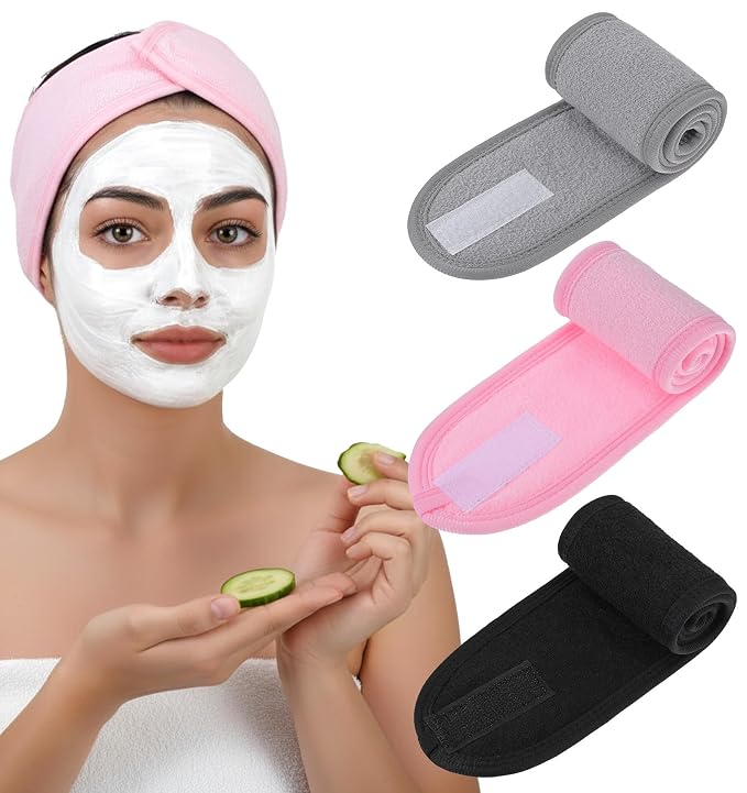 3 Pack Face Wash Headband, Adjustable Spa Headbands - Image 7